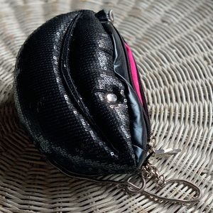 Vintage Betsey Johnson Black Sequin Lips Purse